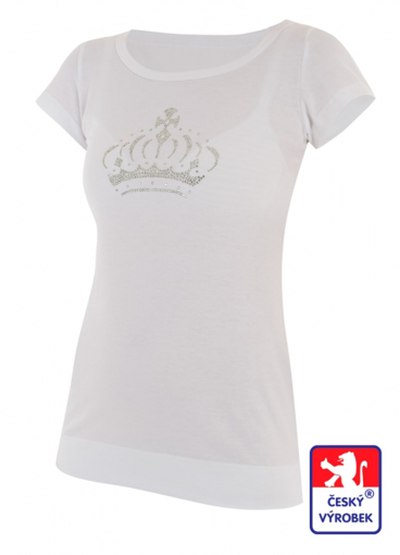Obrázek z Dámské prodloužené designové tričko Crown bílé - bavlna 