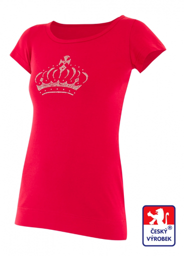 Obrázek z Dámské prodloužené designové tričko Crown červené - bavlna 